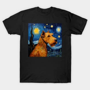 Irish Terrier painting in Starry Night style T-Shirt
